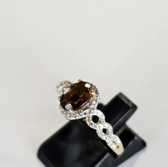 Genuine Tanzanian Golden Tourmaline & White Zircon 18k/925 ✨️Size 7 - Picture 9 of 13